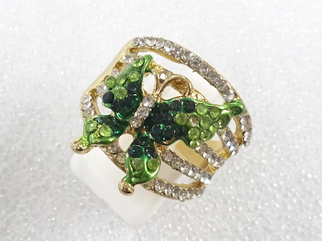 JAPANESE KIMONO / ANTIQUE COLORED STONE RING (SIZE 19)